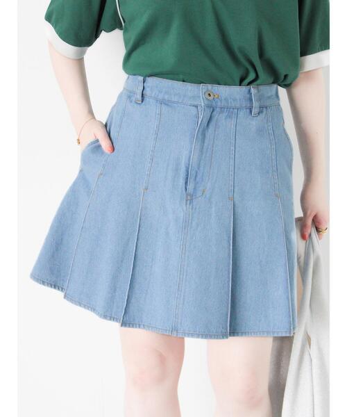 ehka sopo（エヘカソポ）の「デニムプリーツミニスカート（スカート・レディース・サックスブルー/ブルー/ブラック・F）」の4枚目の写真