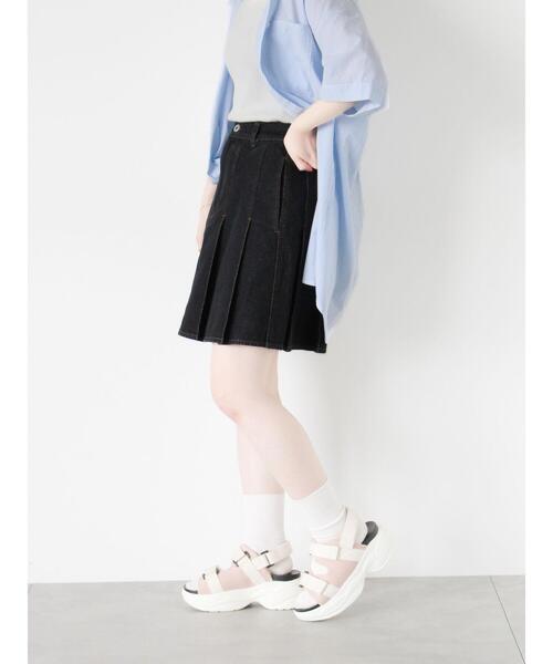 ehka sopo（エヘカソポ）の「デニムプリーツミニスカート（スカート・レディース・サックスブルー/ブルー/ブラック・F）」の5枚目の写真
