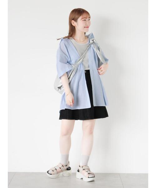 ehka sopo（エヘカソポ）の「デニムプリーツミニスカート（スカート・レディース・サックスブルー/ブルー/ブラック・F）」の8枚目の写真