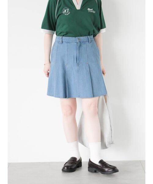 ehka sopo（エヘカソポ）の「デニムプリーツミニスカート（スカート・レディース・サックスブルー/ブルー/ブラック・F）」の10枚目の写真