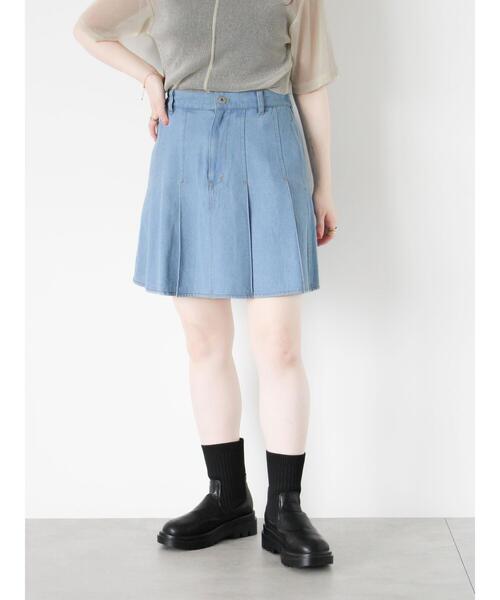 ehka sopo（エヘカソポ）の「デニムプリーツミニスカート（スカート・レディース・サックスブルー/ブルー/ブラック・F）」の18枚目の写真