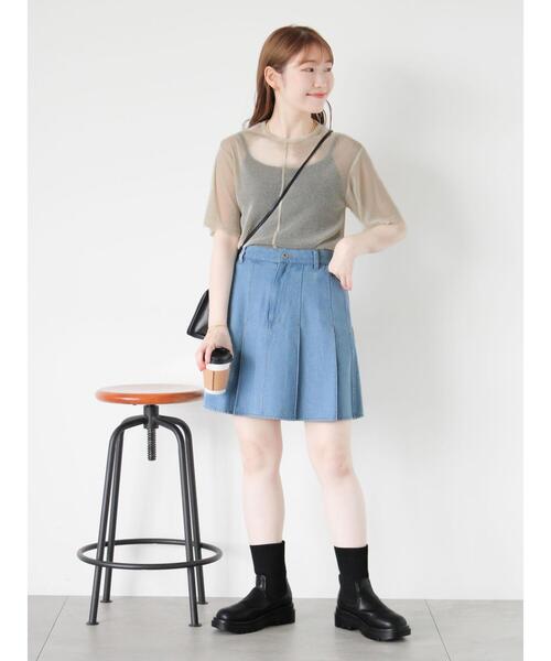 ehka sopo（エヘカソポ）の「デニムプリーツミニスカート（スカート・レディース・サックスブルー/ブルー/ブラック・F）」の20枚目の写真