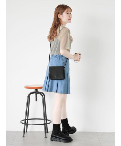 ehka sopo（エヘカソポ）の「デニムプリーツミニスカート（スカート・レディース・サックスブルー/ブルー/ブラック・F）」の21枚目の写真