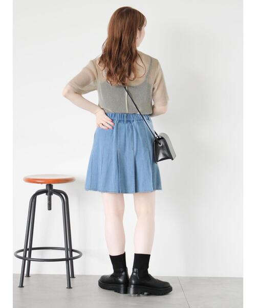 ehka sopo（エヘカソポ）の「デニムプリーツミニスカート（スカート・レディース・サックスブルー/ブルー/ブラック・F）」の22枚目の写真
