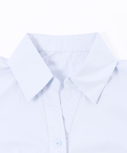 PHILLY（フィリー）の「【PHILLY】オープンカラーパフスリーブTシャツ（シャツ/ブラウス・レディース・ブルー/ホワイト・FREE）」の21枚目の写真