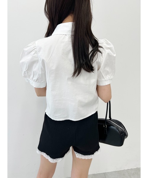 PHILLY（フィリー）の「【PHILLY】オープンカラーパフスリーブTシャツ（シャツ/ブラウス・レディース・ブルー/ホワイト・FREE）」の7枚目の写真