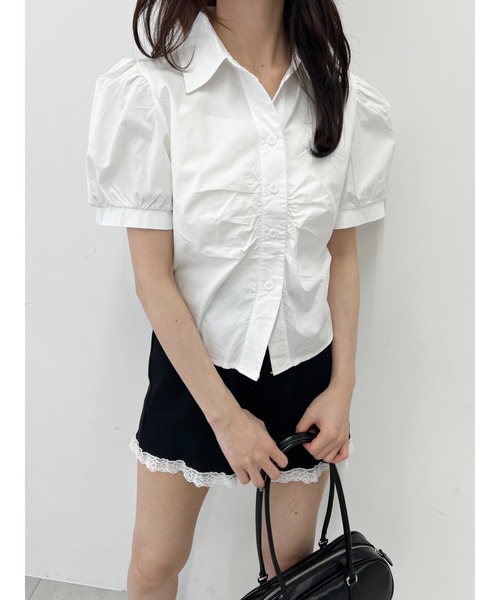 PHILLY（フィリー）の「【PHILLY】オープンカラーパフスリーブTシャツ（シャツ/ブラウス・レディース・ブルー/ホワイト・FREE）」の8枚目の写真