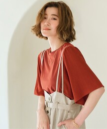 ＜接触冷感・UVカット・前後2WAY＞異素材スリーブプルオーバー