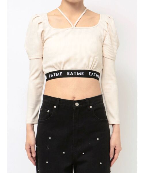 EATME（イートミー）の「ヘムロゴリブTOP（Tシャツ/カットソー・レディース・ブラック/アイボリー・FREE）」の7枚目の写真
