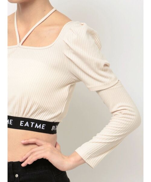 EATME（イートミー）の「ヘムロゴリブTOP（Tシャツ/カットソー・レディース・ブラック/アイボリー・FREE）」の11枚目の写真
