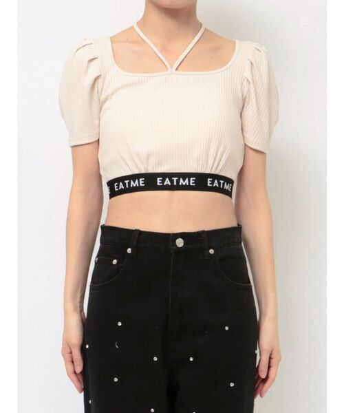 EATME（イートミー）の「ヘムロゴリブTOP（Tシャツ/カットソー・レディース・ブラック/アイボリー・FREE）」の16枚目の写真