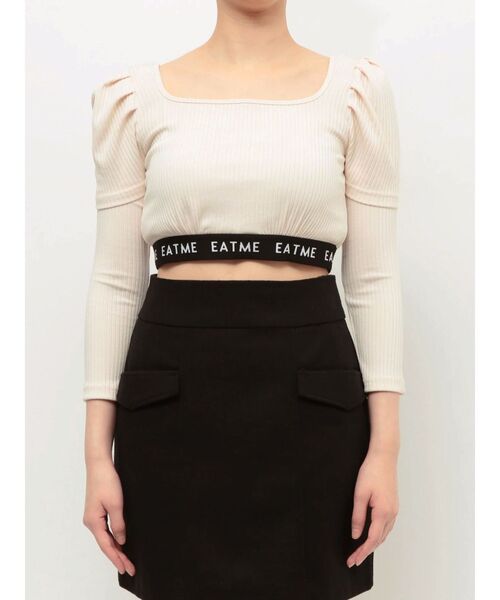 EATME（イートミー）の「ヘムロゴリブTOP（Tシャツ/カットソー・レディース・ブラック/アイボリー・FREE）」の17枚目の写真