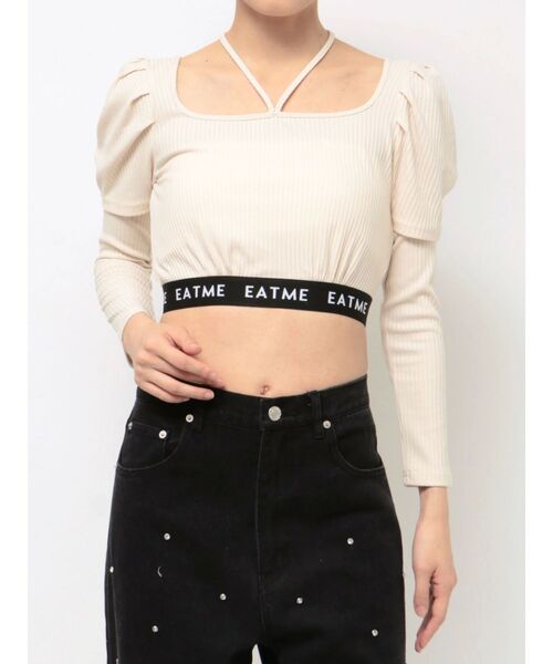 EATME（イートミー）の「ヘムロゴリブTOP（Tシャツ/カットソー・レディース・ブラック/アイボリー・FREE）」の21枚目の写真