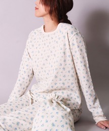 JEMORGAN（ジェーイーモーガン）の「(LK)【JEMORGAN】【3点セット】小花柄 & ハート柄 ワッフル ルームウェア( 長袖Tシャツ & パンツ & 収納ポーチ)（ルームウェア/パジャマ）」