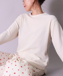 BAYBLO（ベイブロ）の「(LK)【JEMORGAN】【3点セット】小花柄 & ハート柄 ワッフル ルームウェア( 長袖Tシャツ & パンツ & 収納ポーチ)（ルームウェア/パジャマ）」