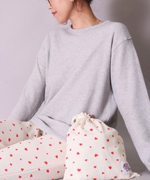 BAYBLO（ベイブロ）の「(LK)【JEMORGAN】【3点セット】小花柄 & ハート柄 ワッフル ルームウェア( 長袖Tシャツ & パンツ & 収納ポーチ)（ルームウェア/パジャマ）」