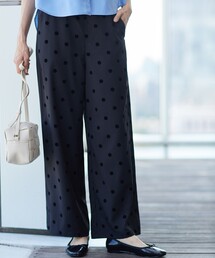 ◆【後ろゴム・洗える】フロッキードットイージーパンツ（S～L）