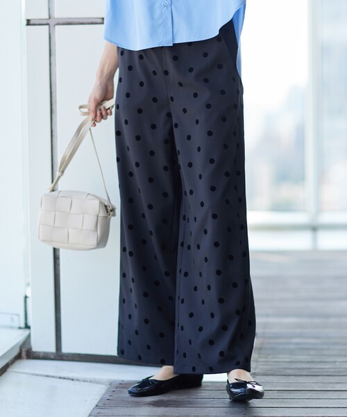 Dessin（デッサン）の「◆【後ろゴム・洗える】フロッキードットイージーパンツ（S～L）（その他パンツ・レディース・ブラック系/ダークブラウン系・02/01/03）」の3枚目の写真