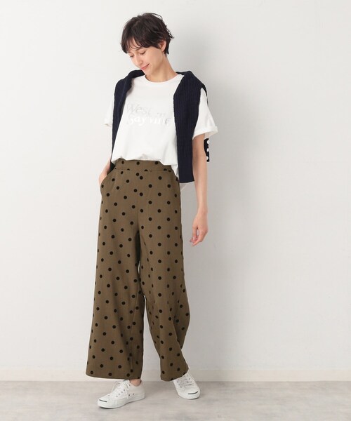 Dessin（デッサン）の「◆【後ろゴム・洗える】フロッキードットイージーパンツ（S～L）（その他パンツ・レディース・ブラック系/ダークブラウン系・02/01/03）」の13枚目の写真
