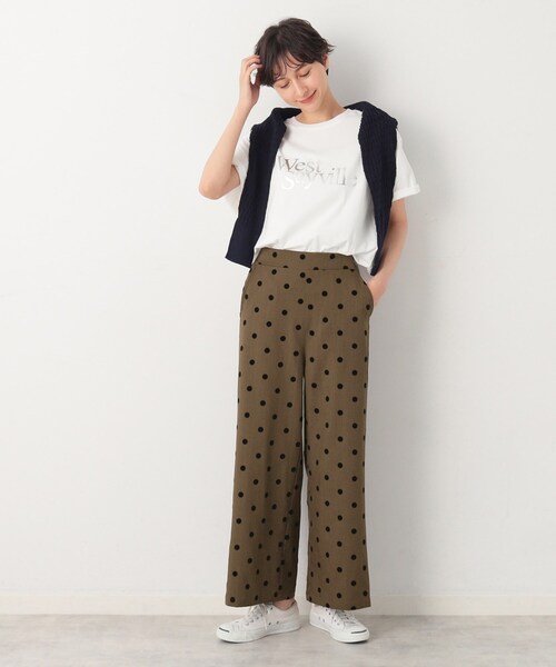 Dessin（デッサン）の「◆【後ろゴム・洗える】フロッキードットイージーパンツ（S～L）（その他パンツ・レディース・ブラック系/ダークブラウン系・02/01/03）」の14枚目の写真