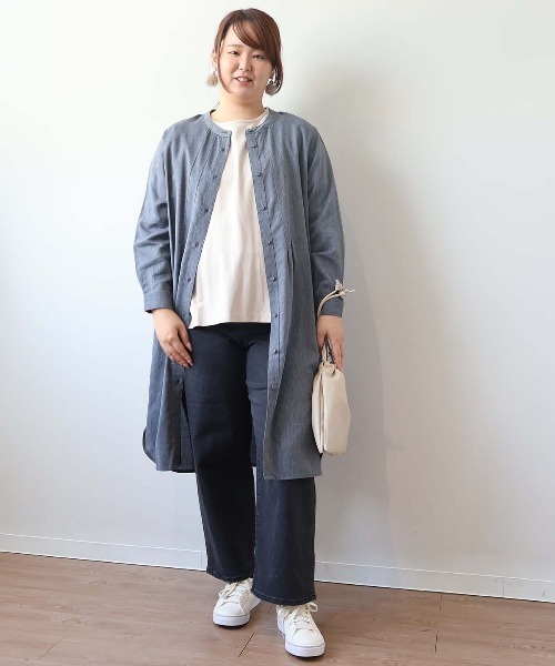 MB mint breeze(エムビーミントブリーズ)の「【L~5L 大きいサイズ】ヘリンボンフロントタックワンピース(ワンピース・レディース・ブラック/ブルー・5L/4L/3L/LL/L)」の19枚目の写真