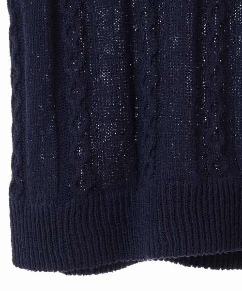 31 Sons de mode（トランテアン　ソン　ドゥ　モード）の「配色ラインサマーケーブルポロニット（ニット/セーター・レディース・オフホワイト/ネイビー/ラベンダー・フリー）」の7枚目の写真