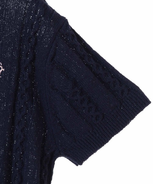 31 Sons de mode（トランテアン　ソン　ドゥ　モード）の「配色ラインサマーケーブルポロニット（ニット/セーター・レディース・オフホワイト/ネイビー/ラベンダー・フリー）」の6枚目の写真