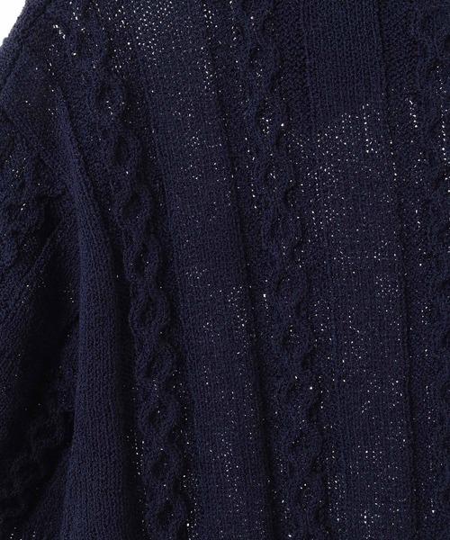 31 Sons de mode（トランテアン　ソン　ドゥ　モード）の「配色ラインサマーケーブルポロニット（ニット/セーター・レディース・オフホワイト/ネイビー/ラベンダー・フリー）」の4枚目の写真