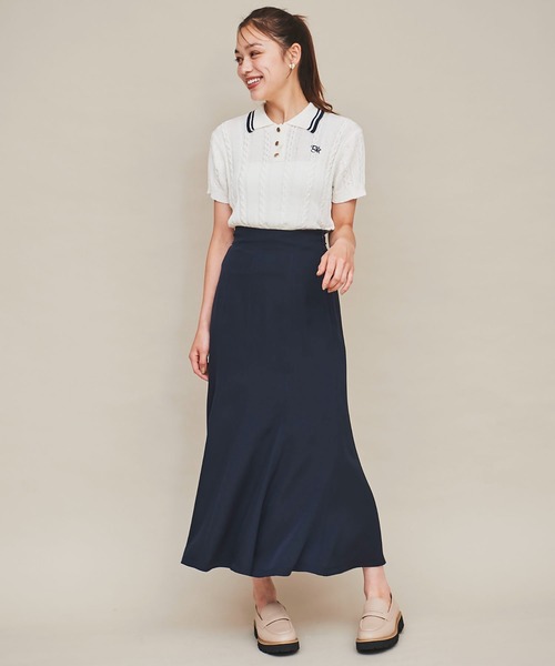 31 Sons de mode（トランテアン　ソン　ドゥ　モード）の「配色ラインサマーケーブルポロニット（ニット/セーター・レディース・オフホワイト/ネイビー/ラベンダー・フリー）」の21枚目の写真