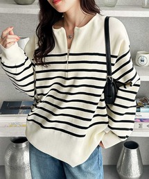 GeeRA（ジーラ）の「【新色追加/S-LL】春にぴったり！ハーフジップニットプルオーバー（ニット/セーター）」