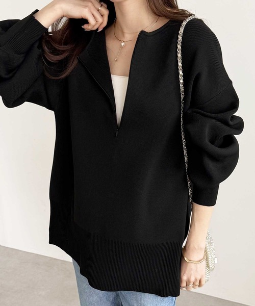 セール】【新色追加/S-LL】ハーフジップニットプルオーバー（ニット