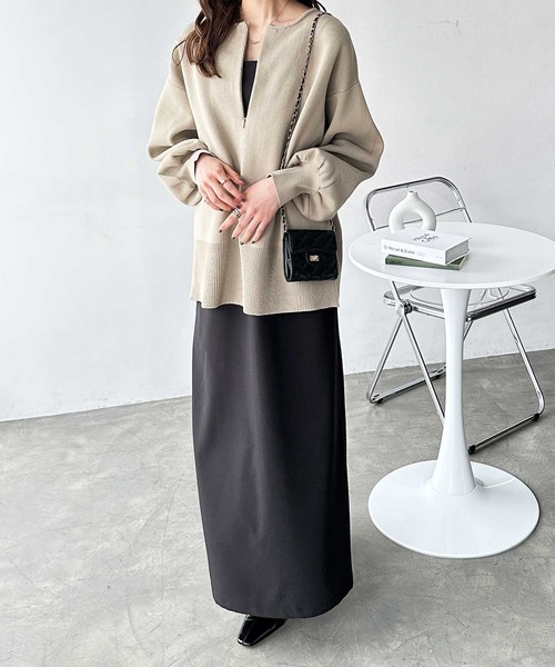 GeeRA（ジーラ）の「【新色追加/S-LL】春にぴったり！ハーフジップニットプルオーバー（ニット/セーター・レディース・ホワイト系その他/オフホワイト/ベージュ/ブラック/杢グレー・SMALL/MEDIUM/LARGE/X-LARGE）」の16枚目の写真