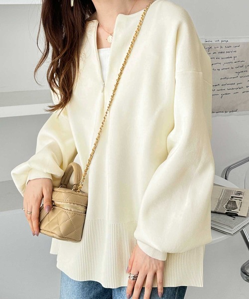 GeeRA（ジーラ）の「【新色追加/S-LL】春にぴったり！ハーフジップニットプルオーバー（ニット/セーター・レディース・ホワイト系その他/オフホワイト/ベージュ/ブラック/杢グレー・SMALL/MEDIUM/LARGE/X-LARGE）」の19枚目の写真