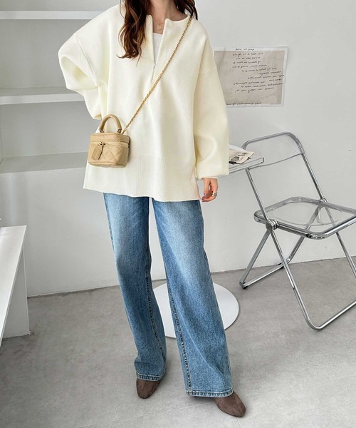 GeeRA（ジーラ）の「【新色追加/S-LL】春にぴったり！ハーフジップニットプルオーバー（ニット/セーター・レディース・ホワイト系その他/オフホワイト/ベージュ/ブラック/杢グレー・SMALL/MEDIUM/LARGE/X-LARGE）」の22枚目の写真