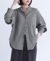 n'OrLABEL | 『バンドカラーストライプ柄シャツ』(シャツ/ブラウス)