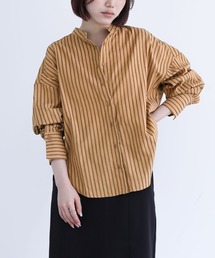 n'OrLABEL | 『バンドカラーストライプ柄シャツ』(シャツ/ブラウス)