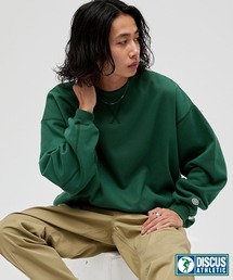 DISCUS ATHLETIC/ディスカス アスレチック ワンポイントロゴ配色シープ裏毛プルオーバー