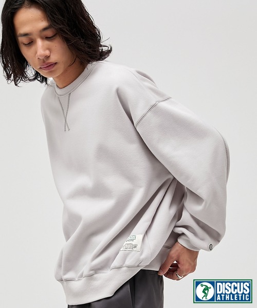 DISCUS ATHLETIC(ディスカス アスレチック)の「DISCUS ATHLETIC/ディスカス アスレチック ワンポイントロゴ配色シープ裏毛プルオーバー(スウェット・メンズ・ネイビー/オフホワイト/グリーン/ブラック/ライトグレー/ピンク・L/M/XL)」の9枚目の写真