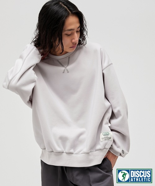 DISCUS ATHLETIC(ディスカス アスレチック)の「DISCUS ATHLETIC/ディスカス アスレチック ワンポイントロゴ配色シープ裏毛プルオーバー(スウェット・メンズ・ネイビー/オフホワイト/グリーン/ブラック/ライトグレー/ピンク・L/M/XL)」の11枚目の写真