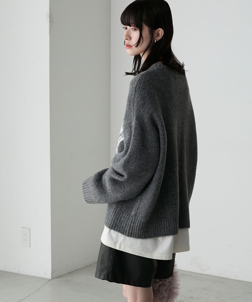 forksy.(フォルクシー)の「【forksy.】リボンジャガードオーバーサイズニットプルオーバー(ニット/セーター・レディース・レッド/ネイビー/グレー・FREE)」の10枚目の写真
