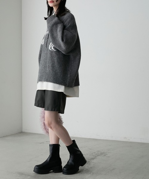 forksy.(フォルクシー)の「【forksy.】リボンジャガードオーバーサイズニットプルオーバー(ニット/セーター・レディース・レッド/ネイビー/グレー・FREE)」の14枚目の写真