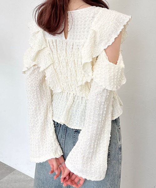 Heather(ヘザー)の「ショルダーカットフリルブラウス 142018(シャツ/ブラウス・レディース・ホワイト/ピンク/ブラック・FREE)」の5枚目の写真