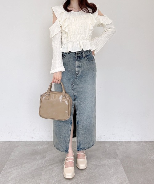 Heather(ヘザー)の「ショルダーカットフリルブラウス 142018(シャツ/ブラウス・レディース・ホワイト/ピンク/ブラック・FREE)」の6枚目の写真