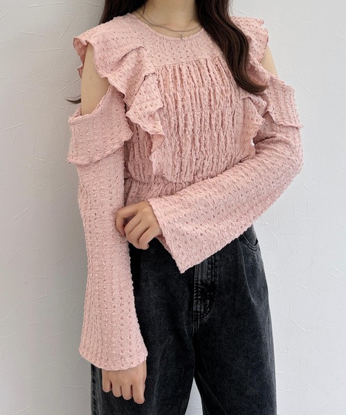 Heather(ヘザー)の「ショルダーカットフリルブラウス 142018(シャツ/ブラウス・レディース・ホワイト/ピンク/ブラック・FREE)」の7枚目の写真