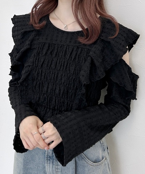Heather(ヘザー)の「ショルダーカットフリルブラウス 142018(シャツ/ブラウス・レディース・ホワイト/ピンク/ブラック・FREE)」の9枚目の写真