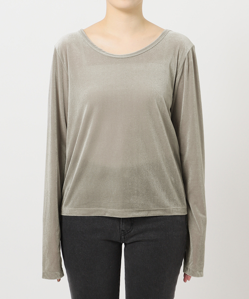 JOURNAL STANDARD relume(ジャーナルスタンダード レリューム)の「シアーベロア2WAYプルオーバー(Tシャツ/カットソー・レディース・チャコールグレー/ピンク/ブラウン・FREE)」の5枚目の写真