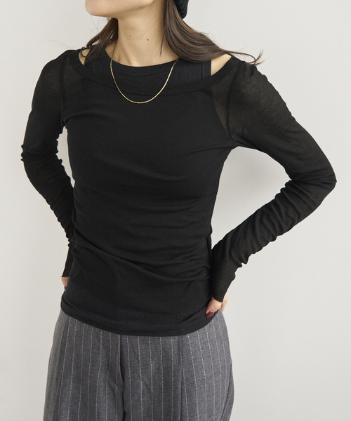 セール】シアーレイヤードトップス（Tシャツ/カットソー