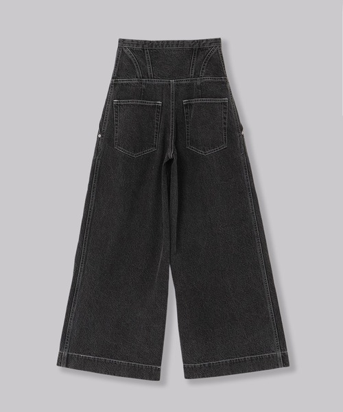 THINGS THAT MATTER（シングス ザット マター）の「CORSET WAIST DENIM WIDE PANTS / コルセットウエストデニムワイドパンツ（デニムパンツ・レディース・ブラック/ブルー・1/2）」の4枚目の写真
