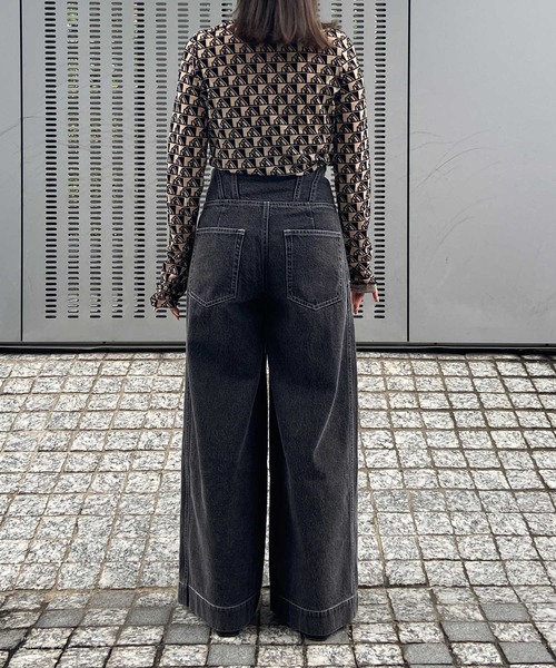 THINGS THAT MATTER（シングス ザット マター）の「CORSET WAIST DENIM WIDE PANTS / コルセットウエストデニムワイドパンツ（デニムパンツ・レディース・ブラック/ブルー・1/2）」の12枚目の写真