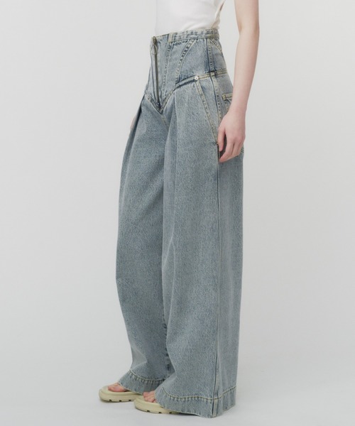 CORSET WAIST DENIM WIDE PANTS / コルセットウエストデニム